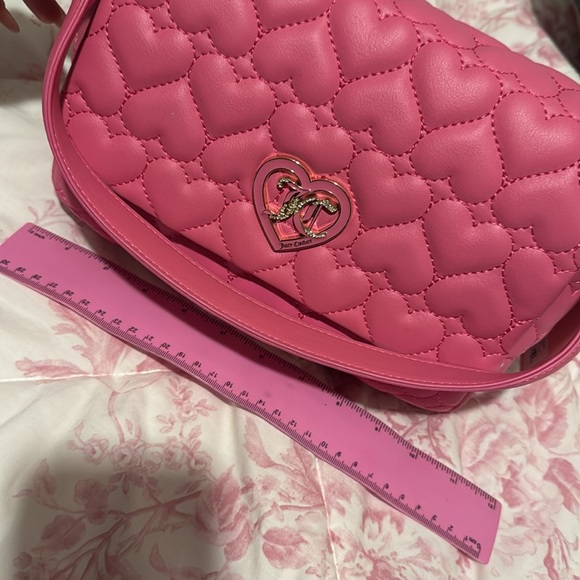 NWT Juicy Couture Medium Bling Pink Heart Embossed Purse - Picture 7 of 9